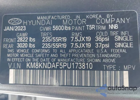 2023 Hyundai Ioniq 5 Sel from USA, damaged, VIN KM8KNDAF5PU173810